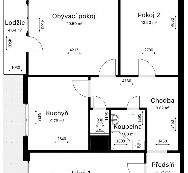 Prodej bytu 3+1, ul. Spodní, Brno – Bohunice, zasklená lodžie, možnost garáže